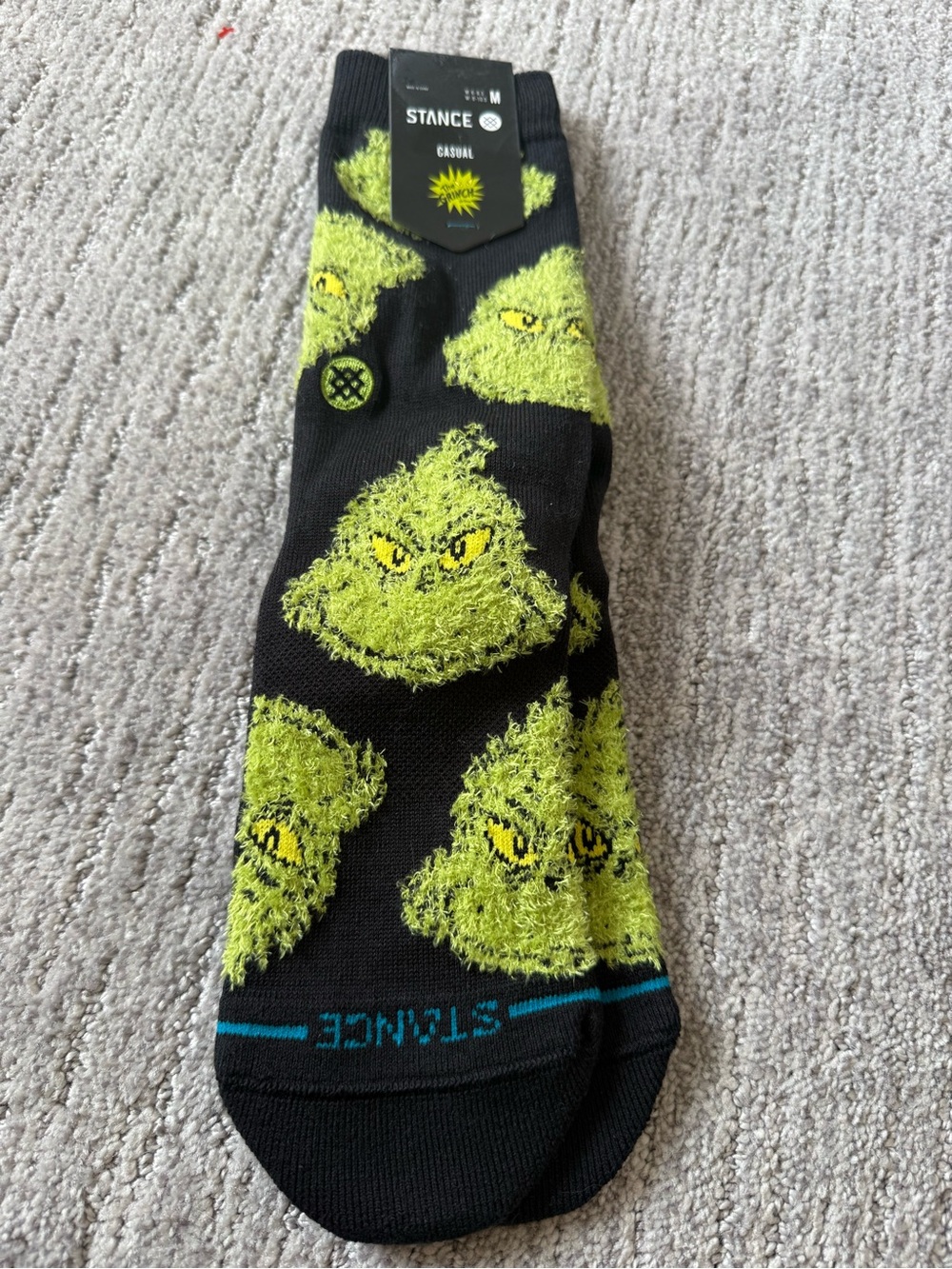 Stance Black & Lime Grinch Face Crew Socks